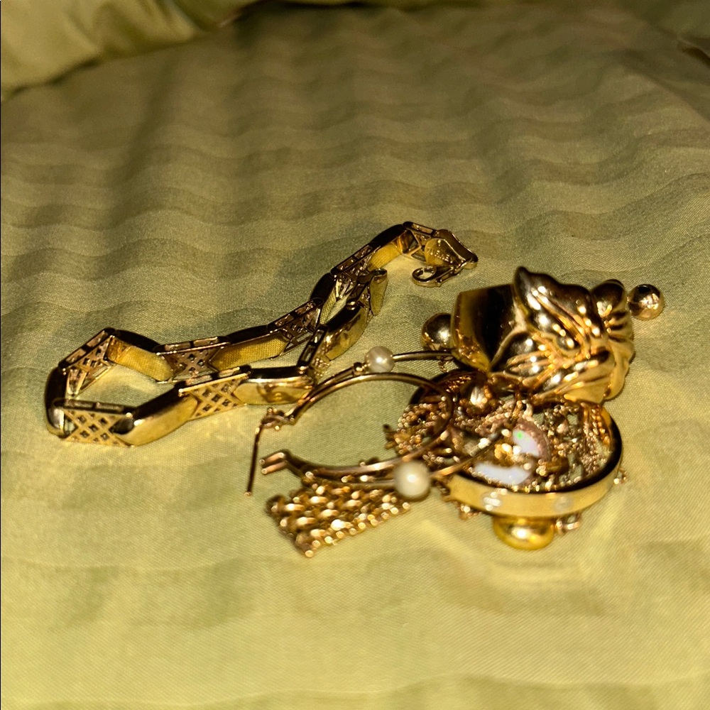 Gold Pearl Hoop Earrings with Matching Gold Accents